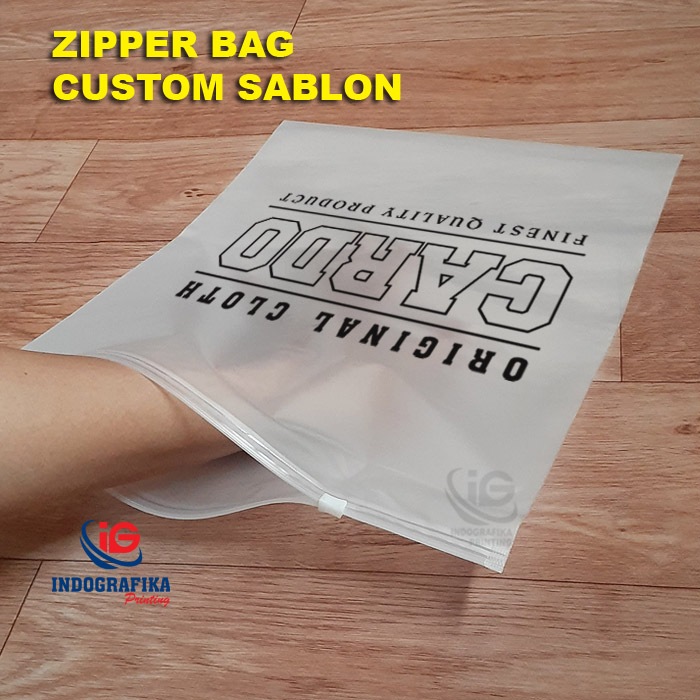 Zipper Bag Custom  Sablon 35x40 Plastic Doff  Packaging Baju Clothing