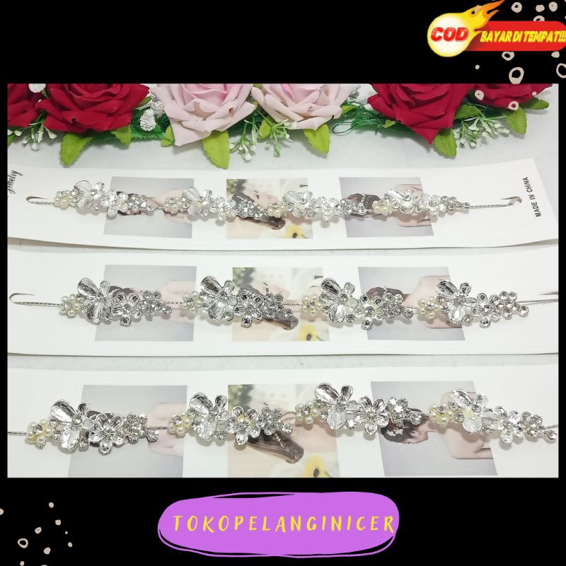 Headpiece Bando Kawat Silver Permata - Hiasan Rambut - Aksesoris Sanggul Pengantin Tokopelanginicer