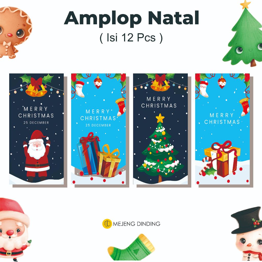 

(ISI 12 PCS) Amplop Natal / Amplop Natal Aesthetic / Angpao Natal / Ampau Natal / Merry Christmas / Amplop Natal Lembaran / Christmas Xmas Santa Claus Sinterklas / Angpao Natal Angpau Merry Christmas Hongbao Amplop Natal Ukuran Panjang 8