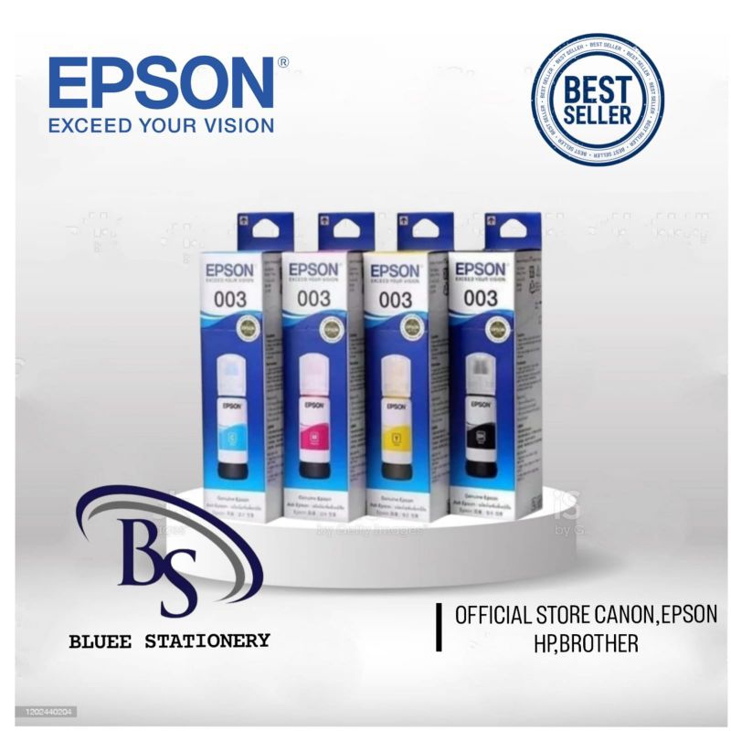 Tinta EPSON 003 ORIGINAL For Ink Printer L1110 L3110 L3150 - Hitam
