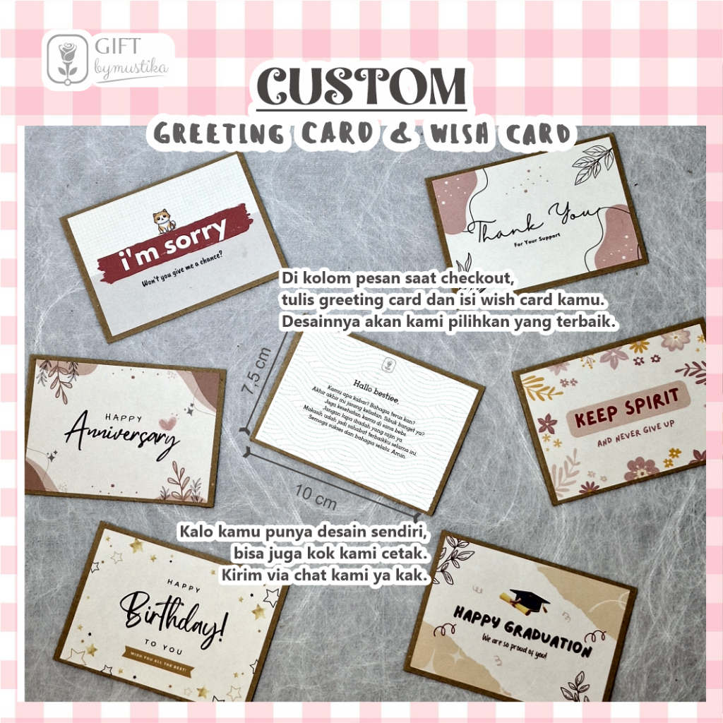 

Wish Card | CUSTOM Kartu Ucapan Greeting Card Hampers Gift Box Bunga