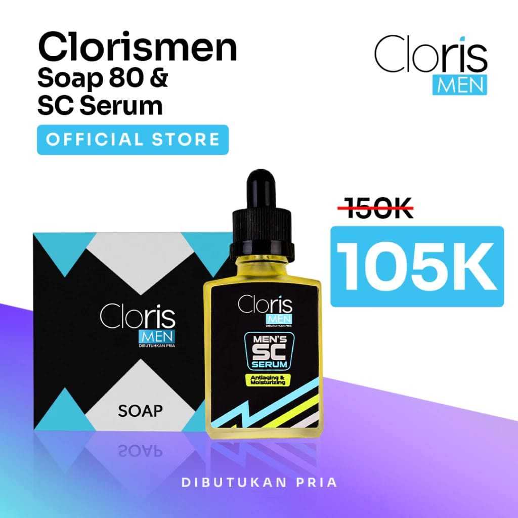 Special Bundling Clorismen Soap 80g & SC Serum - Paket Bundling Sabun Muka Pria ukuran 80g & Serum W