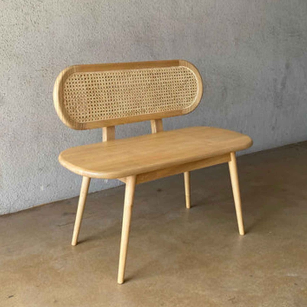Jedda Bench Bangku Rotan Kayu Retro Minimalis