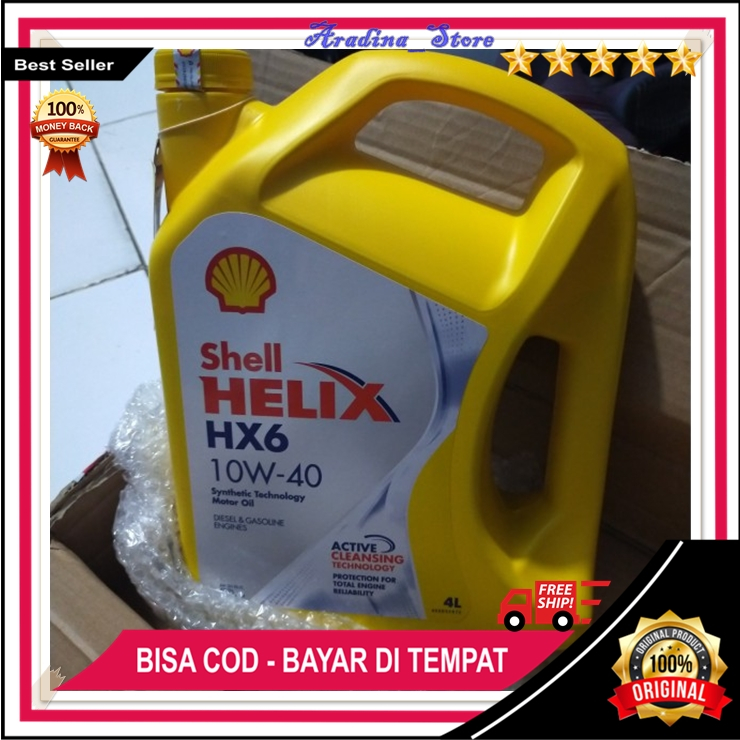 Original Oli Mesin Shell Motor Helix HX6 SAE 10W-40 4 Liter 4L Bensin Diesel Mobil Matic ORI Murah