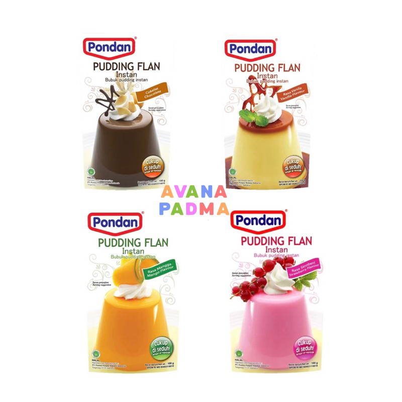 

Pondan Pudding Flan Instan Pouch (100g) (3 Varian Rasa)