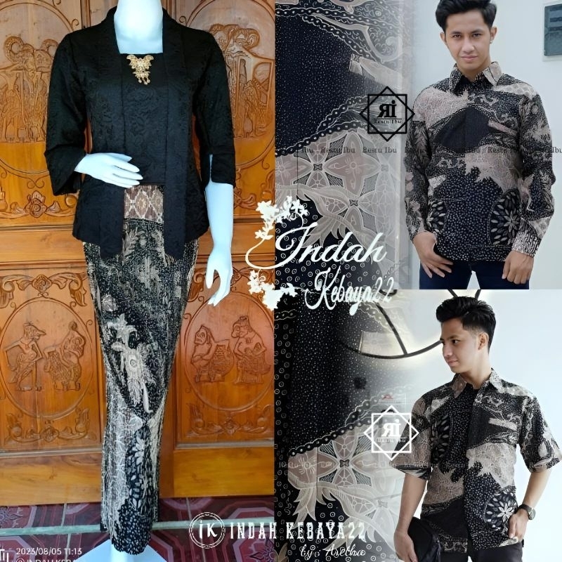 Setelan Couple Kebaya Kutubaru Brokat Pasangan Kemeja Batik Pria Dewasa Katun Dress Atasan Baju Wani