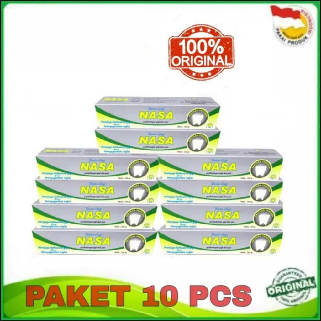 PAKET HEMAT 10PCS PASTA GIGI NASA - MEMUTIHKAN GIGI - MENYEGARKAN BAU MULUT - MERONTOKKAN KARANG GIG