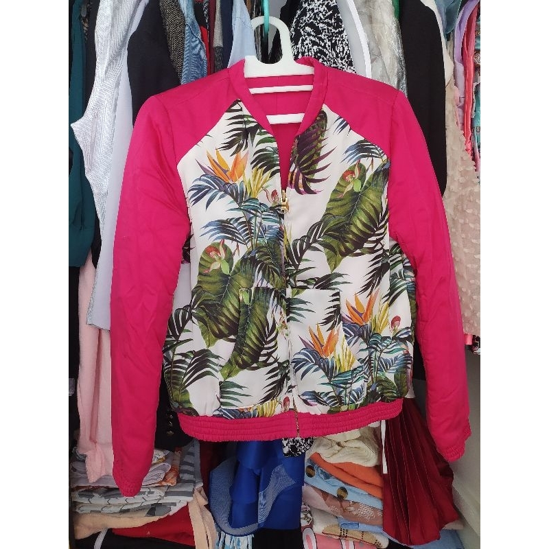 JAKET WANITA WINTER WOMAN JACKET FLORAL BUNGA PINK BRAND IZZUE SIZE S PR3L0VED