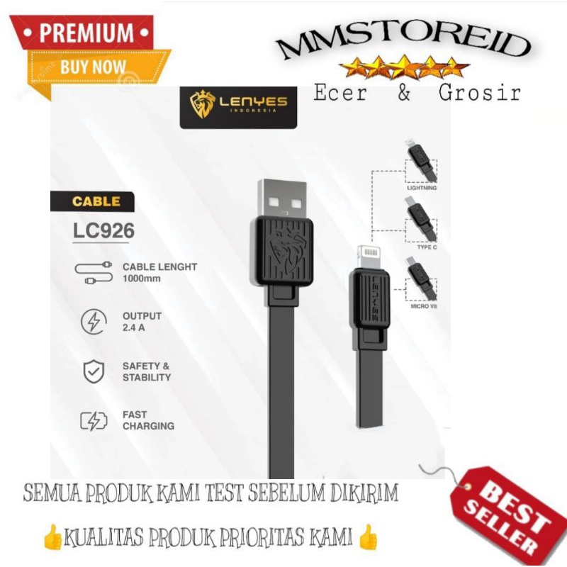 MM - Kabel Data Lenyes LC-926 2.4A Anti Putus Fast Charging Cable Data Micro USB / Type C / Lightnin