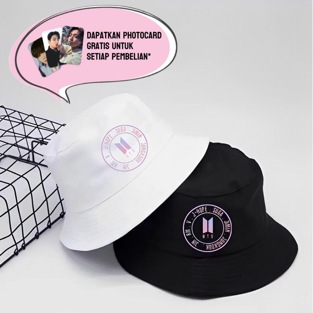 TOPI BUCKET KPOP BTS LOGO NAMA MEMBER V JIMIN RM JIN