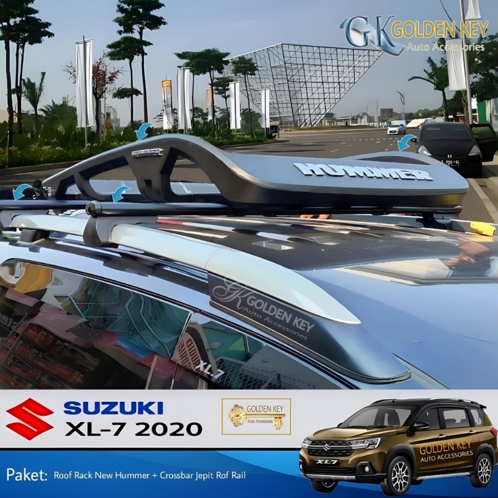 PAKET XL7 2020 Roof Rack New Hummer + Crossbar Jepit Roof Rail Rak Bagsi Atas Mobil