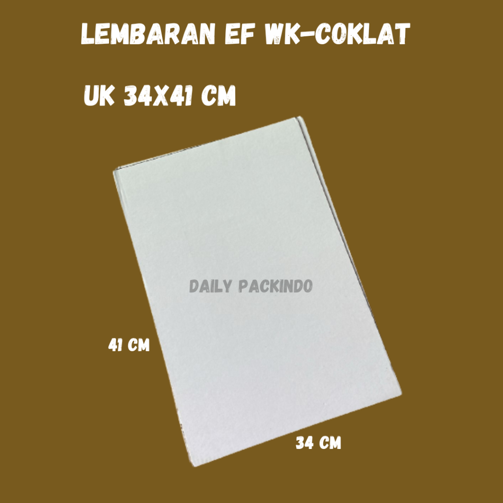 

Kardus/Lembaran Corrugated Putih WK-Coklat E Flute 2mm UK 34x41 CM