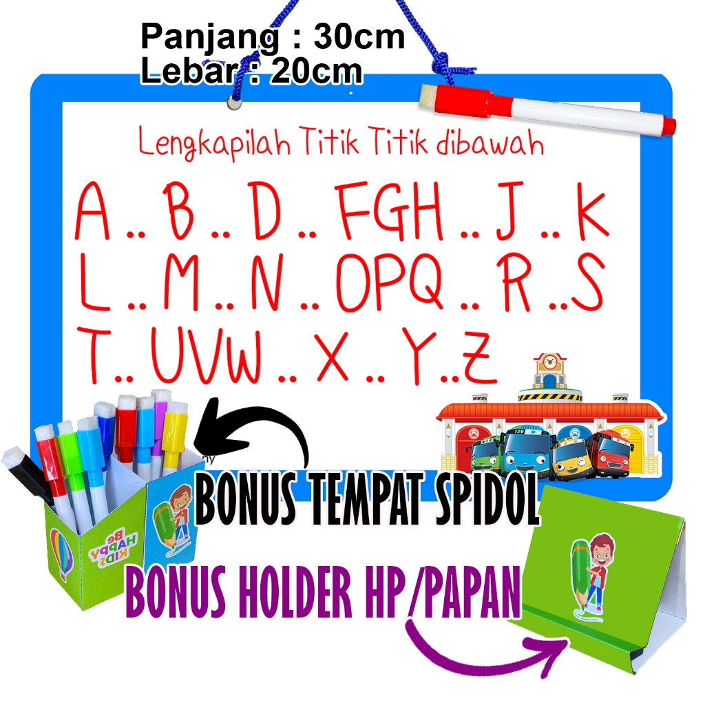 

PAPAN TULIS WHITEBOARD ANAK BONUS SPIDOL TAYO A 30 x 20 cm