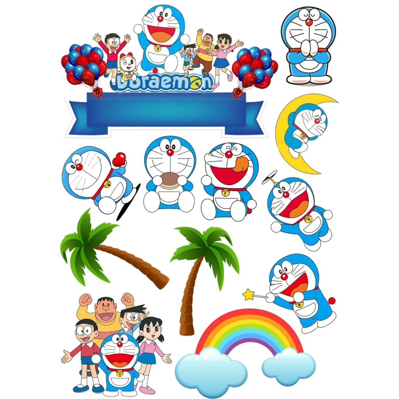 (PRODUK PALING LARISSS) perlengkapan dekorasi kue topper cake kertas tema DORAEMON