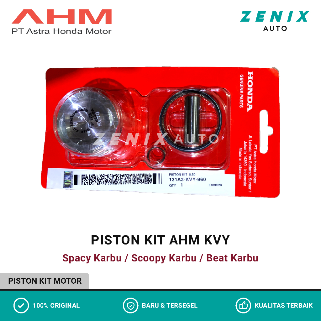 Piston Kit Ring Seher Honda KVY Beat Spacy Scoopy Karbu ORIGINAL