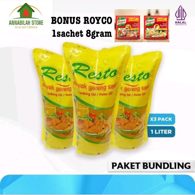 

Minyak Goreng RESTO 1 Liter x 3 Refill Minyak Sayur ( 3Liter ) Termurah Terlaris