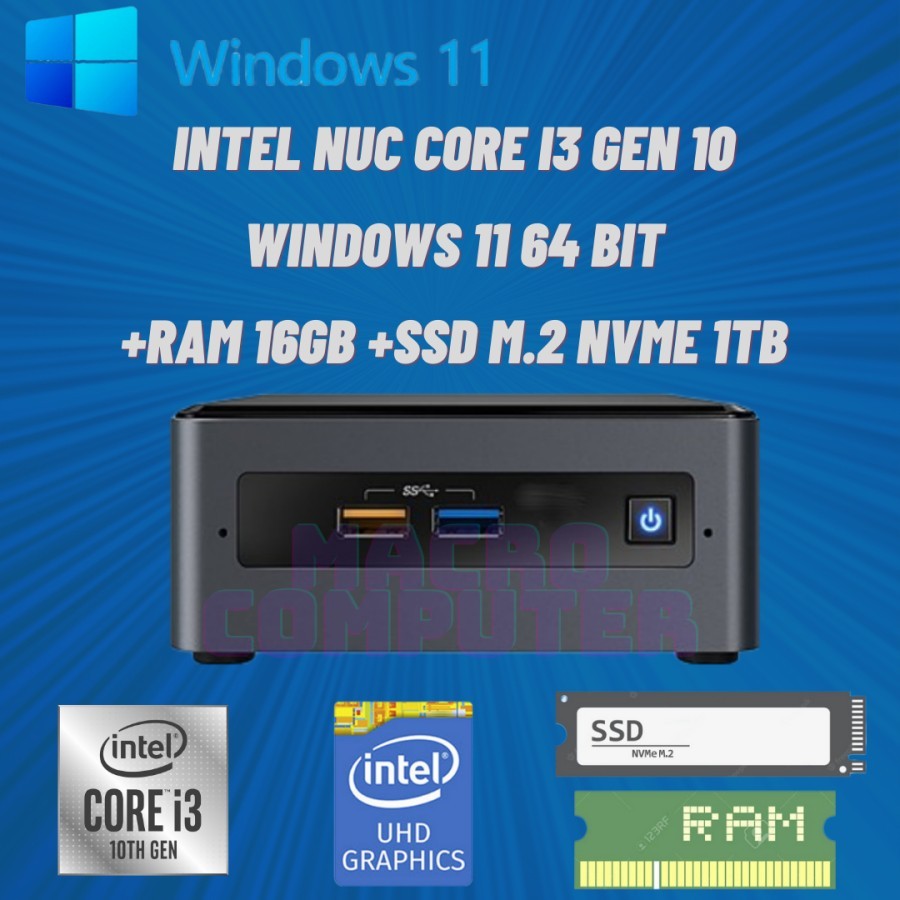 MINI PC INTEL NUC i3 GEN 10 FULLSET WIN 11 +RAM+SSD | INTEL NUC10I3FNH NUC 10I3FNH