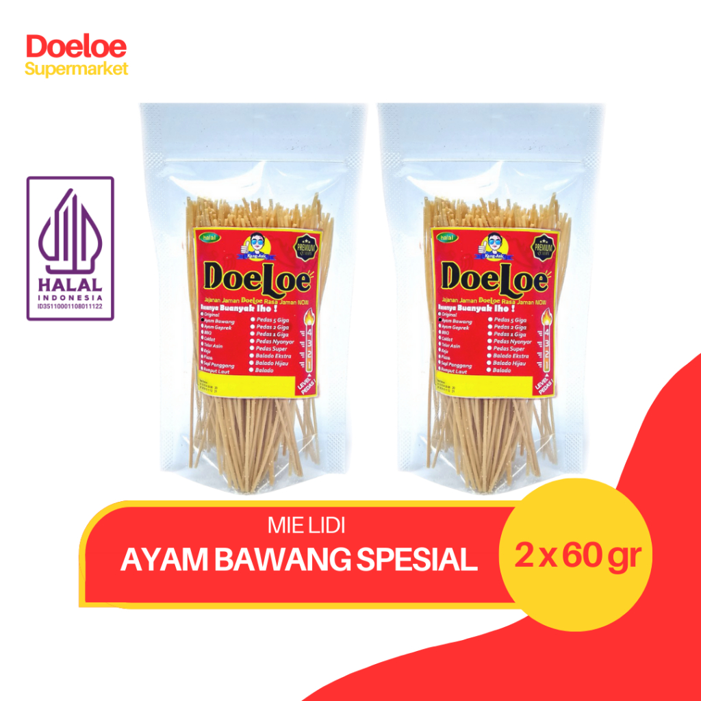 

Doeloe Mie Lidi Rasa Ayam Bawang Spesial Pouch Snack Kang Ask 60gr x 2 Pcs