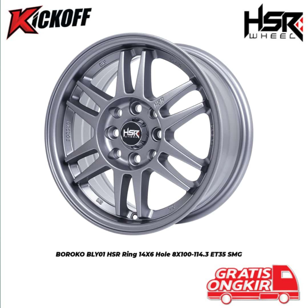 Pelek Racing HSR BOROKO BLY Ring 14 Velg Mobil BRIO , KARIMUN , JAZZ , XENIA , AVANZA
