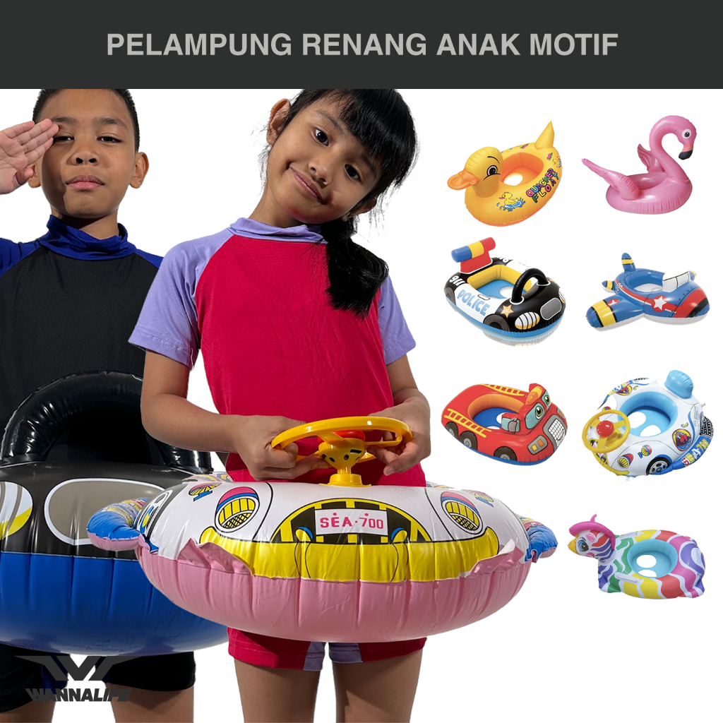 BAN RENANG ANAK PELAMPUNG KARAKTER WANNAFIT BAN BERENANG LEHER KAKI KARTUN CINCIN