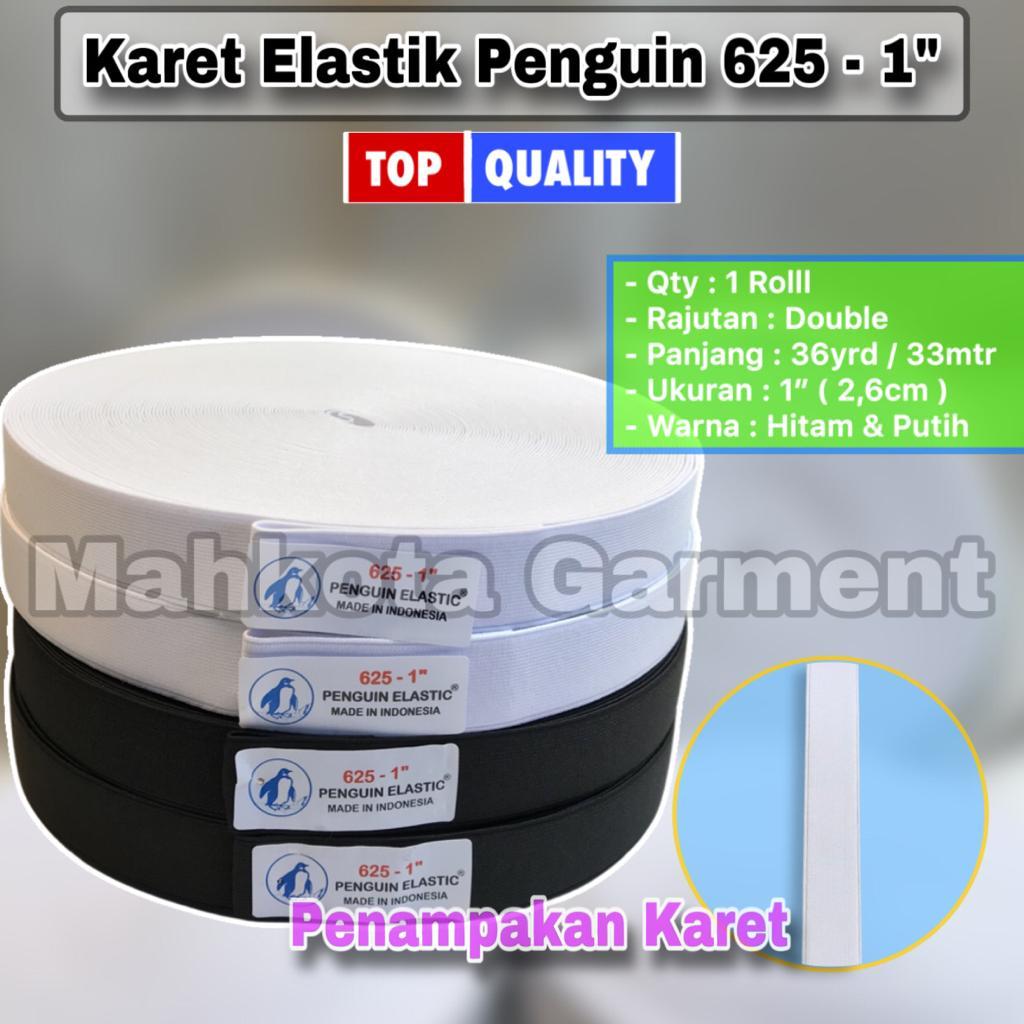 Karet Elastik Penguin 625 - 1 inch | Karet elastis celana  2,6cm / 26mm panjang 36 yard/Roll | Karet