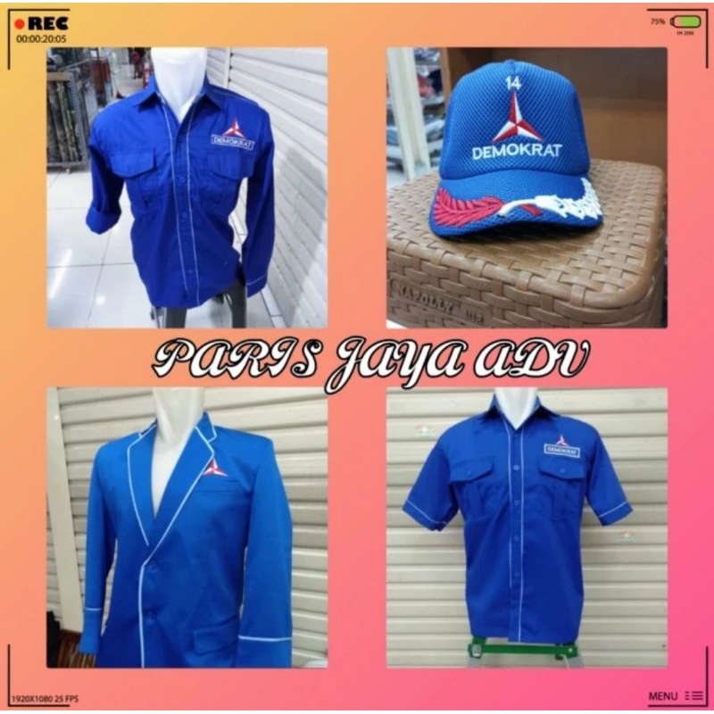(Paket Hemat) Kemeja Pendek Demokrat + Kemeja Panjang Demokrat + Jas Demokrat + Topi Demokrat