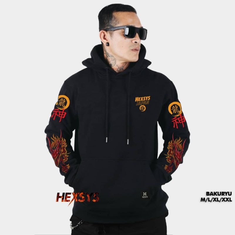 HEXSYS Bakuryu Hoodie Pria Japanese Motif