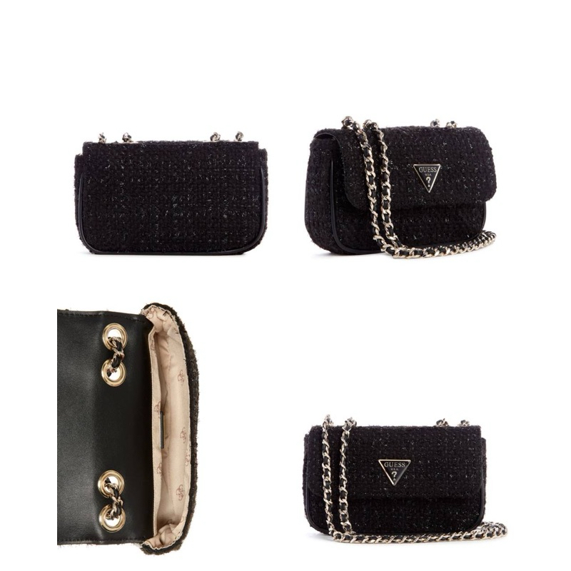 GUESS TWEED CESSILY MICRO MINI BAG