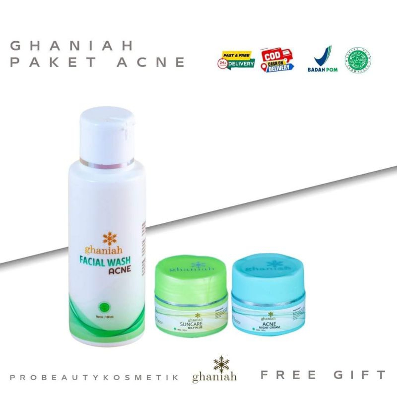 Paket hemat acne ghaniah skincare/obat jerawat/skincare khusus jerawat