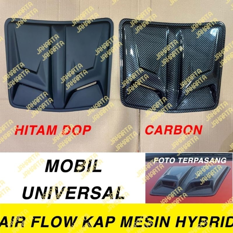 Air Flow Side Kap Mesin Hybrid Hitam Carbon Mobil Universal Pajero Fortuner Avanza Xenia Calya Sigra