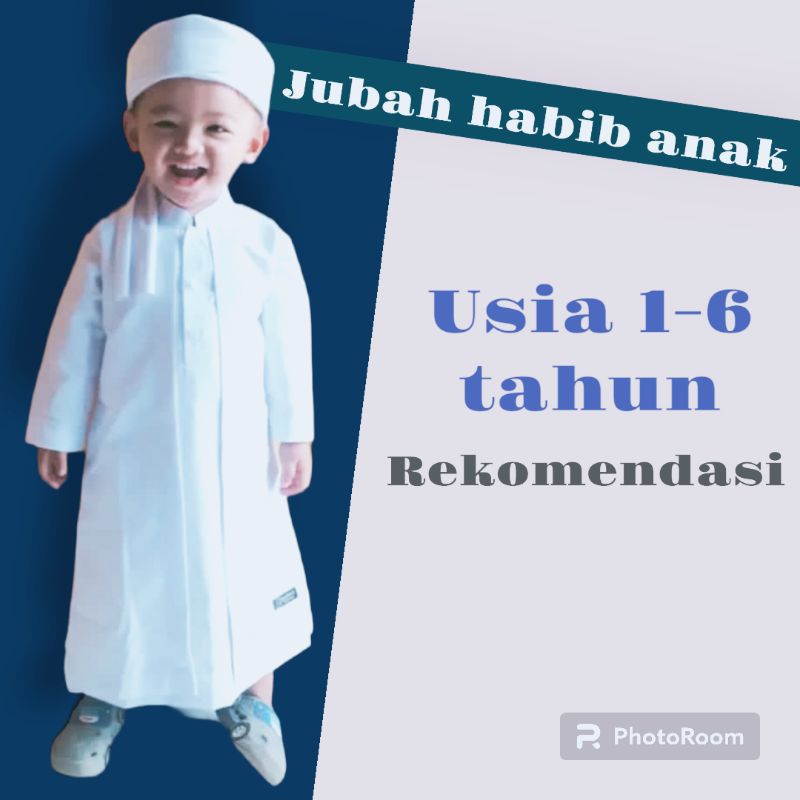 Jubah Habib Anak Baju Koko Anak Putih Gamis Anak Usia 1-6 Tahun Lengan Panjang