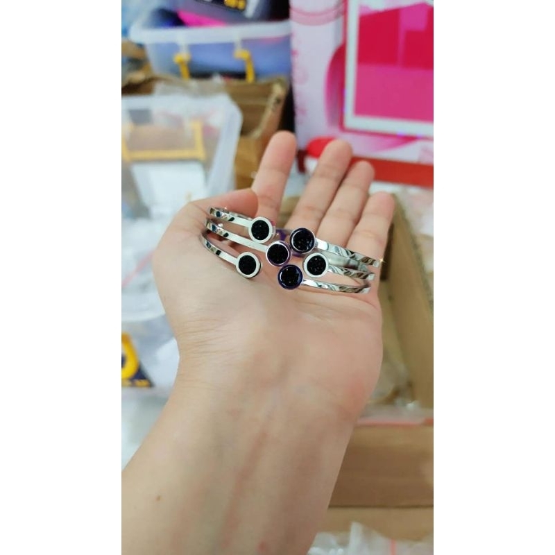 gelang silver mata hitam titanium