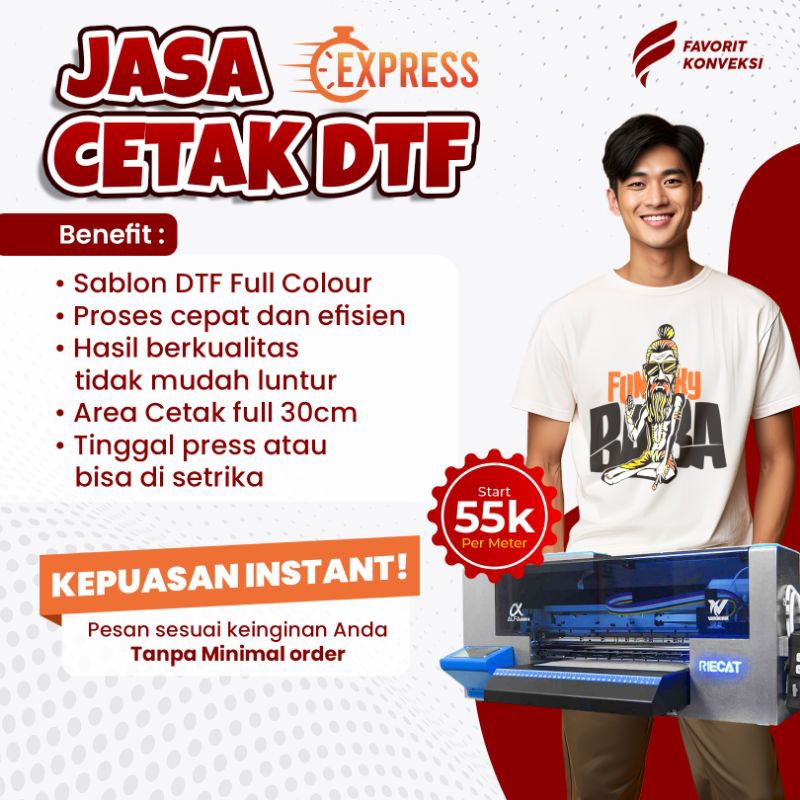 JASA CETAK DTF MURAH DAN CEPAT/Print DTF Sablon Satuan/Print DTF Meteran