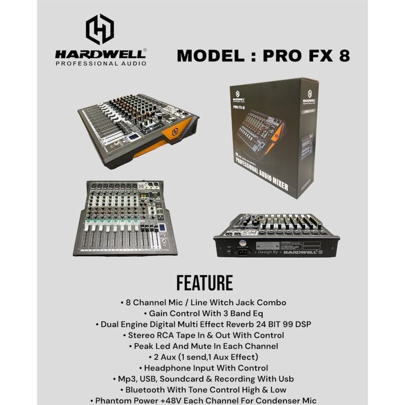Mixer Audio HARDWELL 8 Channel PRO FX8 ORIGINAL