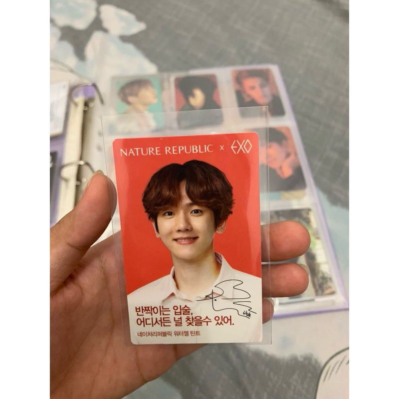 PHOTOCARD OFFICIAL // BAEKHYUN NATURE REPUBLIC & STICKER TEMPO // SEHUN WHITELAB