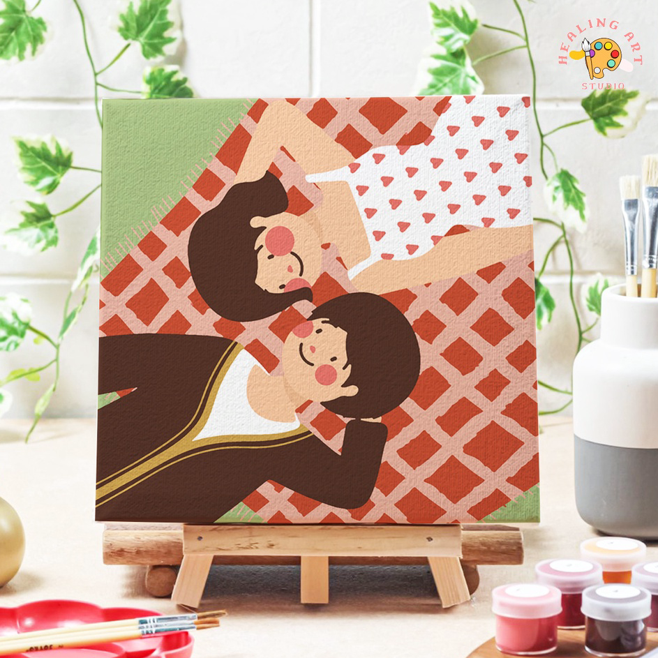 

➧✾ Paint by number lukisan couple in love valentine pasangan canvas 20x20 cm / painting kit / set melukis Terkini