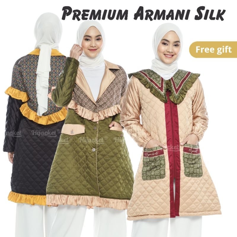 HIJACKET ORIGINAL | Jaket Outer Ruffle Premium Armani Silk Wanita Muslimah Mewah