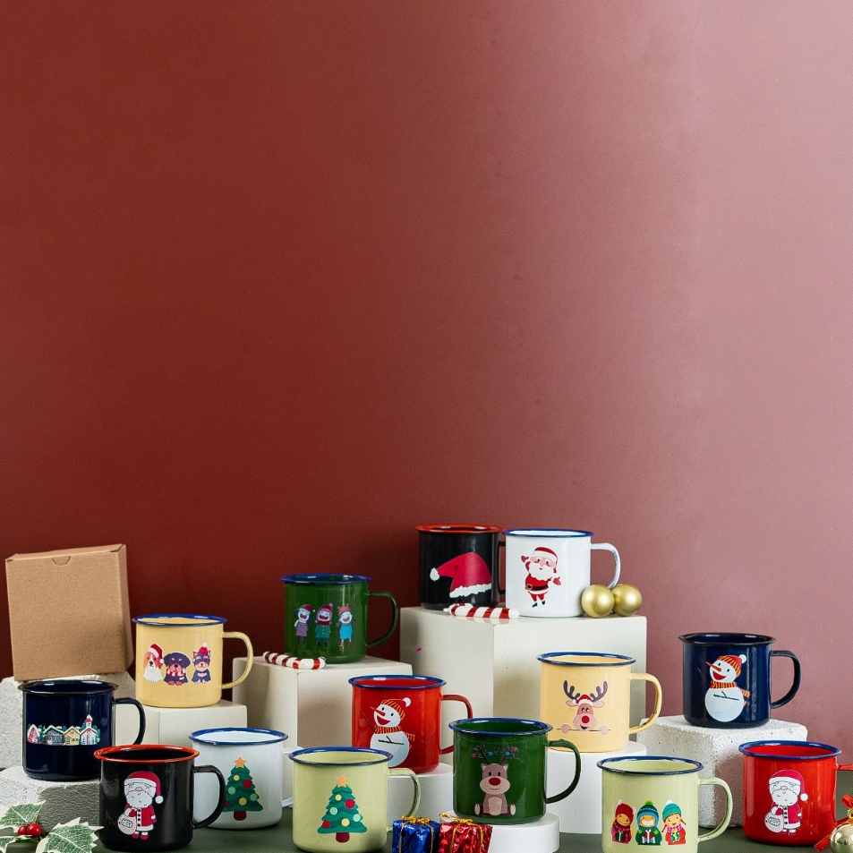 ⚡GROSIR⚡ Cangkir / Gelas / Mug Enamel Kaleng Souvenir Hampers Natal / Christmas