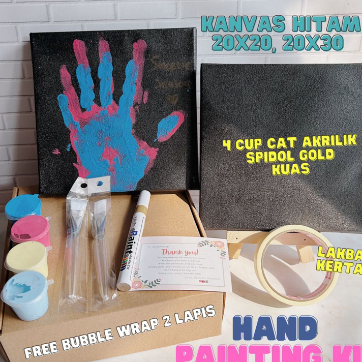

Produk DIY Hand Painting Kit Canvas hitam By Sweetie Seasons | Kanvas Cap Tangan Couple | Canvas Lukis Ready