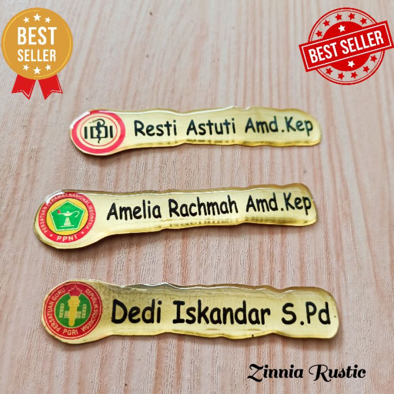 

Nametag Unik kuningan custom logo