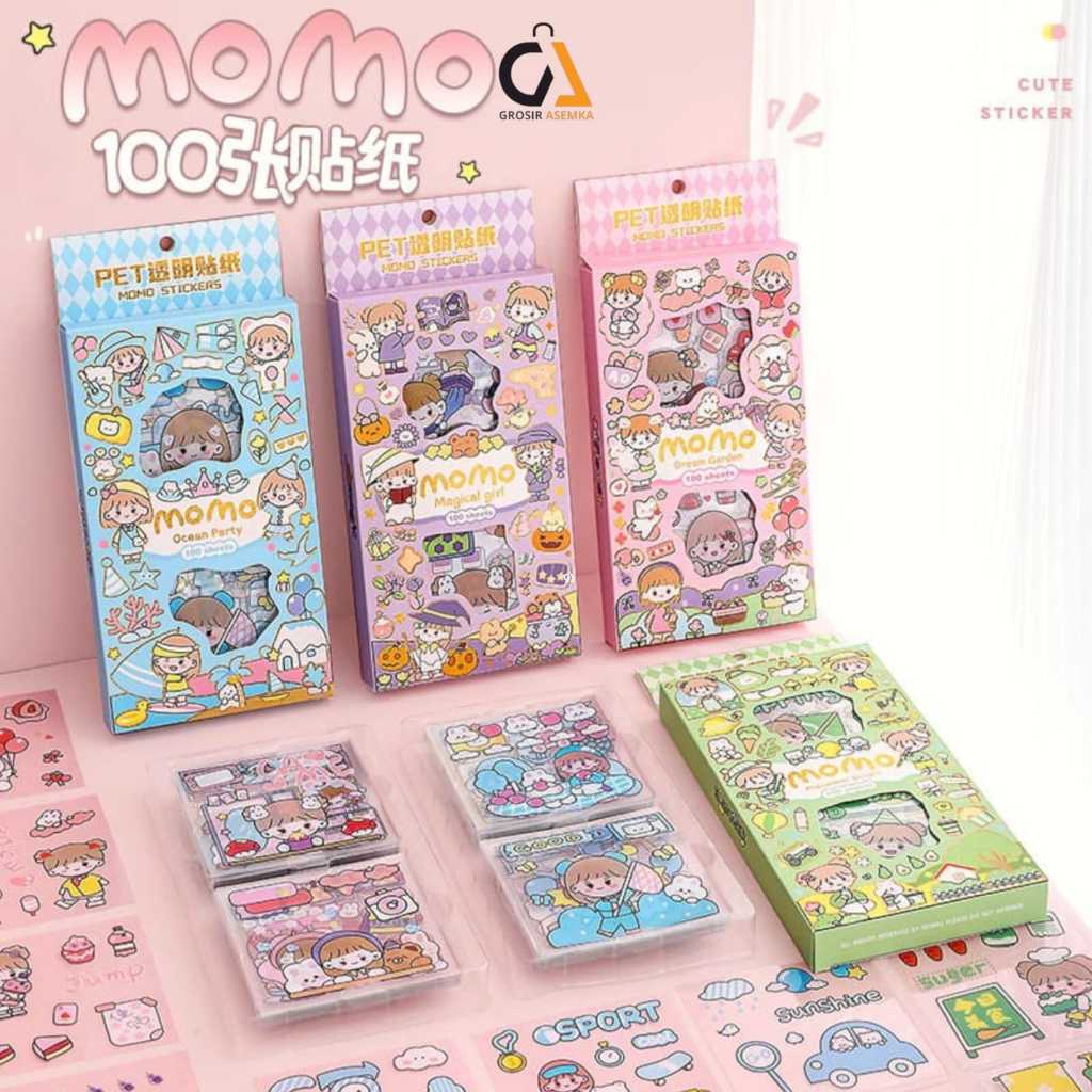 

(KEMASAN BARU) 100 Lembar Stiker Momo Waterproof Kartun Korea Lucu Anti Air Dekorasi Handbook Scrapbook DIY