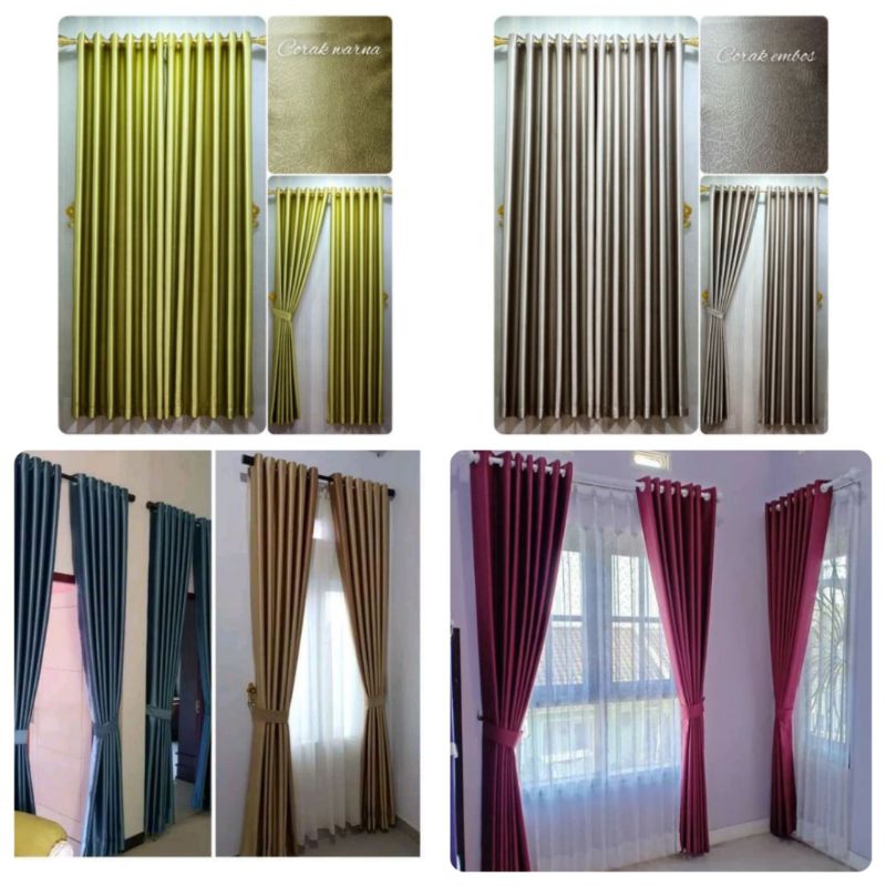 Gorden hordeng bludru import minimalis Miron Bahan tebal embos mewah