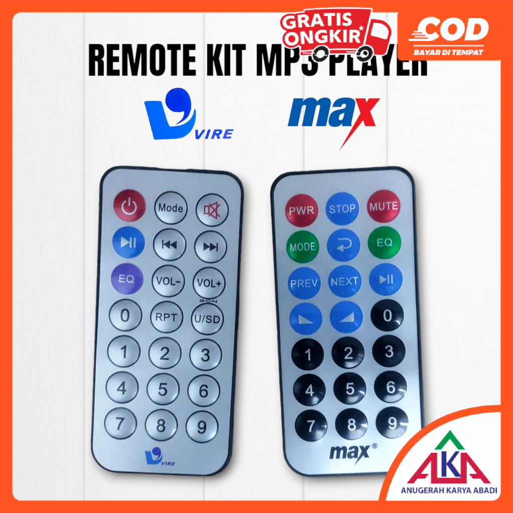 Remot MP3 Player Remote Kit Mp3 Vire / MAX Bonus Baterai