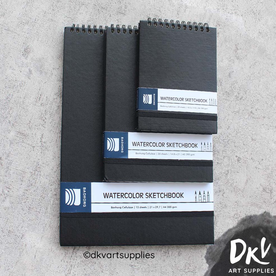 

☊✵ Watercolor Sketchbook Baohong Cellulose 300gsm A6 / A5 / A4 Model Terkini