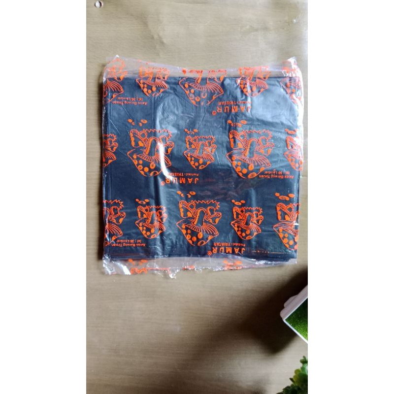 KANTONG PLASTIK KRESEK JAMUR ORANGE HITAM TANGGUNG