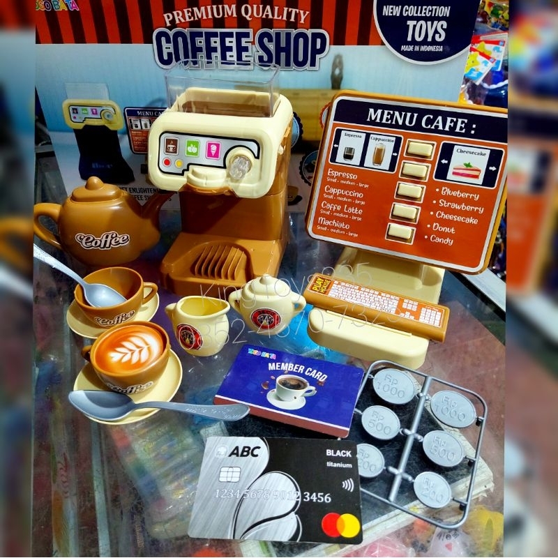 Mainan Anak Kasir Cafe Coffee Shop Mesin Kopi Bonus Batrai Suara Barista Uang Palsu Duit Komputer Me