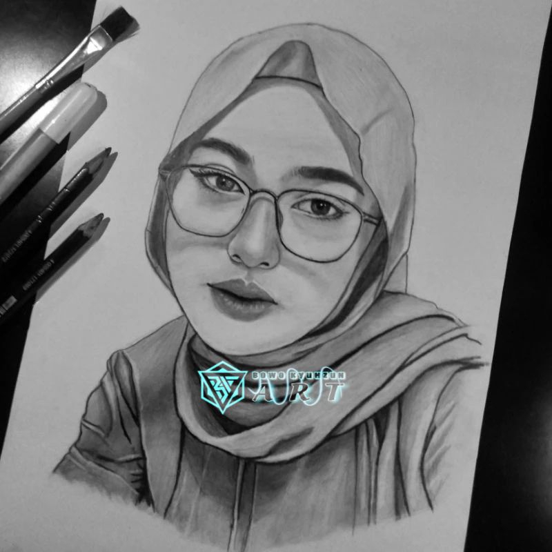 LUKISAN WAJAH HITAM PUTIH UKURAN A4 / JASA SKETSA WAJAH / LUKISAN PENSIL / SKETSA WAJAH