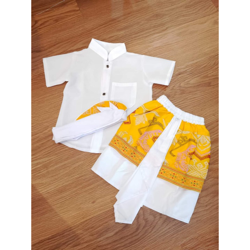one set busana adat anak laki-laki 3 bulan | kamen anak laki-laki & baju safari ank laki-laki