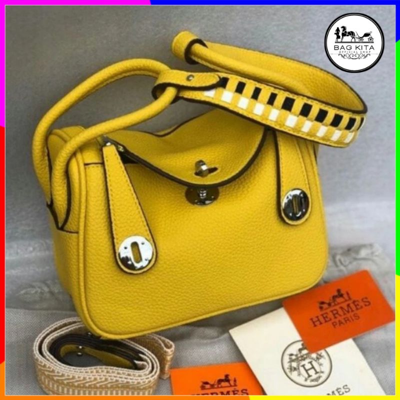 Tas H3rmes Lindy 26 Warna Kuning | Tas Selempang Bahu Wanita Lindi Import