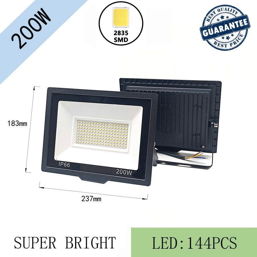 LAMPU SOROT LED 200W IP66 WATERPROOF / LAMPU TAMAN LED FLOOD LIGHT / LAMPU TEMBAK OUTDOOR White Sakl